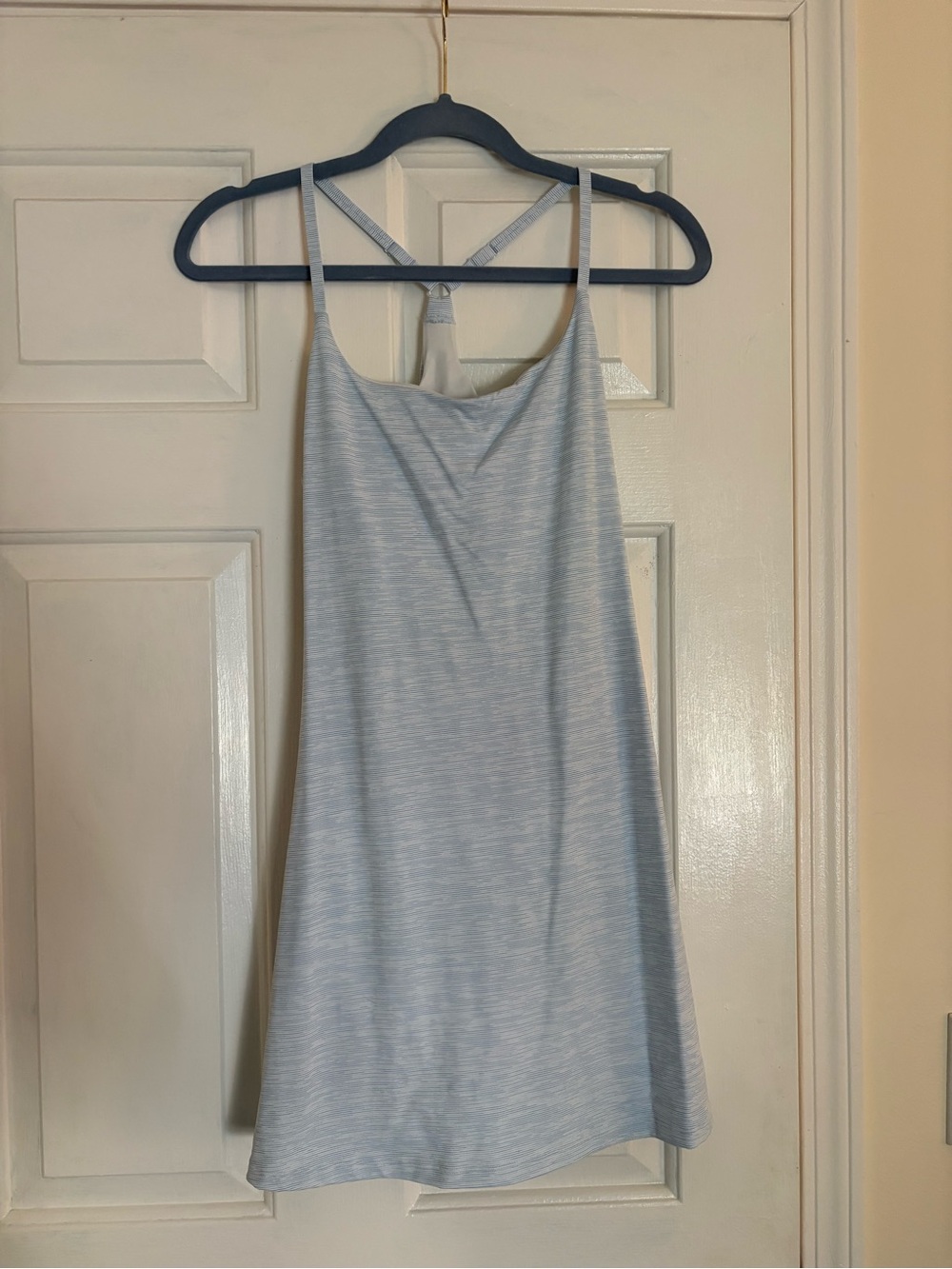 Outdoor Voices Athletic Romper Dress Light Blue built in bike shorts